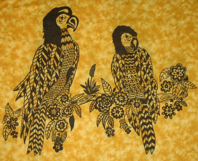 MARBELOUS MACAWS GICLEE ON FABRIC