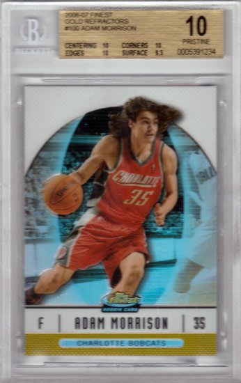 2006 2007 Adam Morrison Finest Gold Refractor 45/50 BGS 10 PRISTINE Rookie RC #100