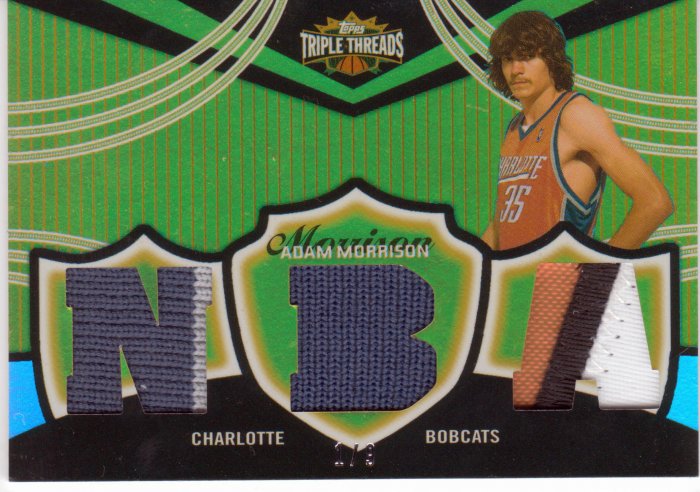 2006 2007 Adam Morrison Triple Threads Gold 1/9 6 Color Patch Rookie RC