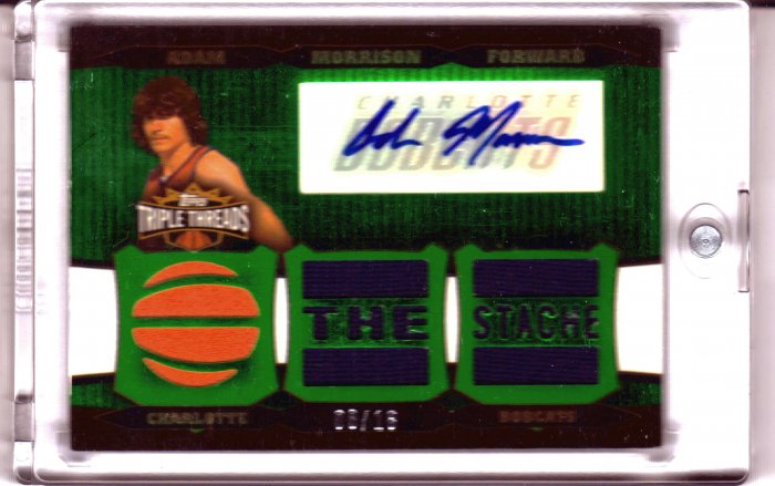 2006 2007 Adam Morrison Triple Threads Auto 8/18 2 Color "The Stach" Patch RARE Rookie RC
