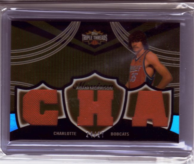 2006 2007 Adam Morrison Triple Threads Auto 24/27 Red Patch Rookie RC