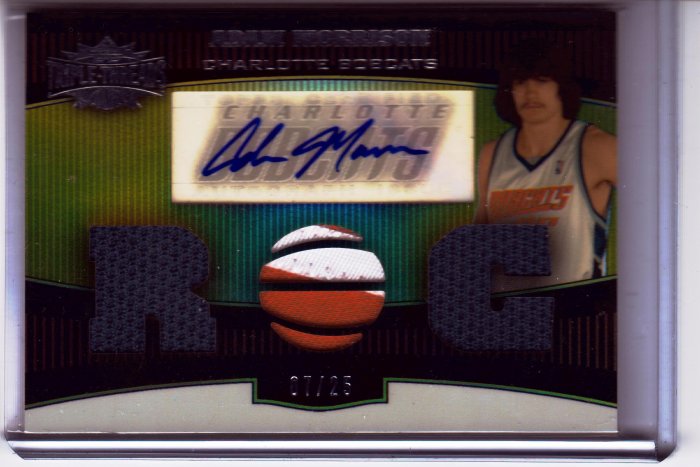 2006 2007 Adam Morrison Triple Threads Auto 7/25 # Sepia Patche Rookie RC