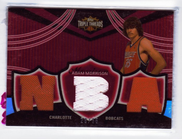 2006 2007 Adam Morrison Triple Threads Auto 29/36 # Red Patches Rookie RC