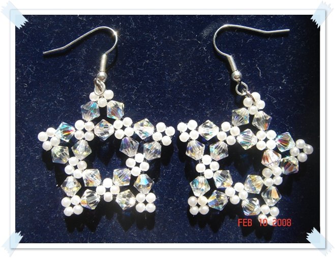 White-Swarovski Crystal Star Earrings