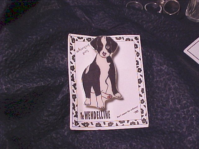 Black & White Puppy Dog Pin by Wendelline's Whimsy FREE Ship
