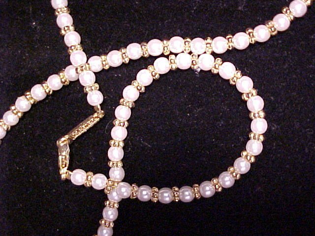 Two Necklaces Napier Faux Pearl & Rhinestone Glitz - Free s/h