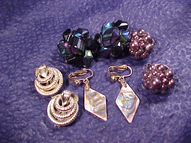 Lisner + Japan Bead MOP 4 Pair Clip Earrings ~ Vintage