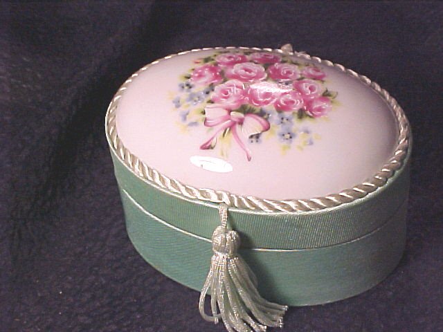 Porcelain & Satin Rose Topped Elegant Box