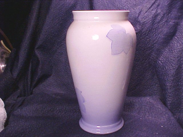 Fall Blue & White Leaves 8" Porcelain Vase