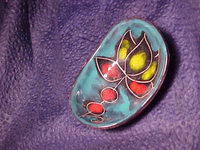 Italy Leather Wrapped Enamel Art DIsh