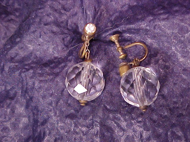 Vintage Faceted AB Crystal Drop Earrings