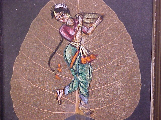 1967 Hand Painted Dancer on Leaf Framed