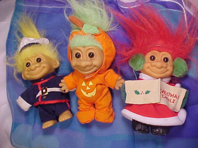 (3) Charming Russ Trolls Halloween Christmas +