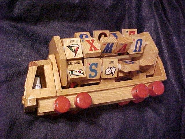 Old Fashioned Wood Alphabet TOY TRUCK