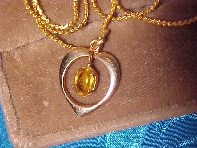 Beautiful Yellow Topaz Gold Filled Heart Pendant