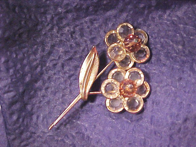 Rootbeer Rainbow Crystal Vintage Pin