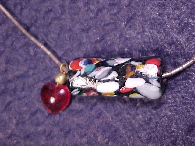 Art Glass Rainbow Beads on Sterling Chain