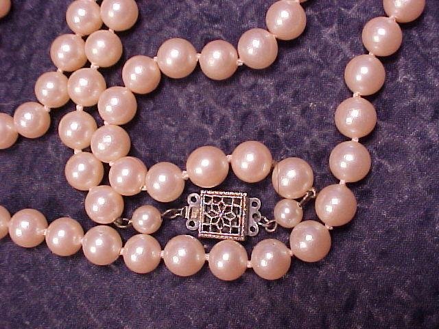 22" 6mm Knotted Faux Pearl Glass Bead Necklace