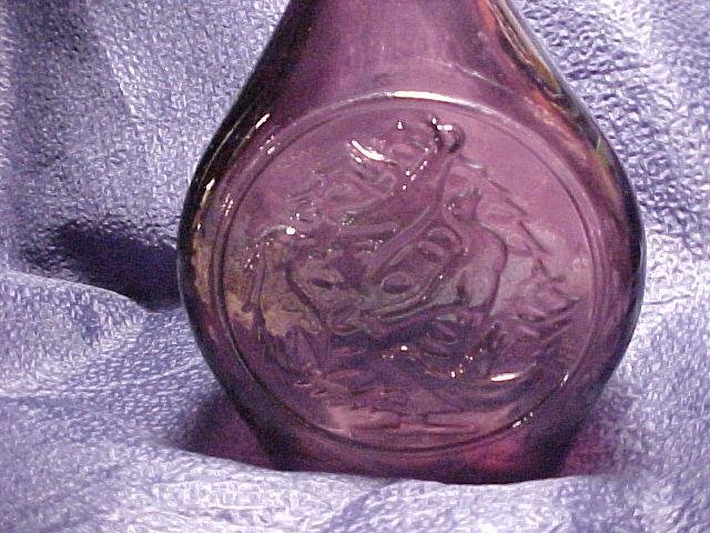 1973 Amethyst Glass FNB Seasons Greeting Decanter Bottle US Free Ship!