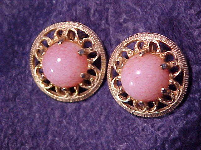Pink Cotton Candy Lucite Swirl Clip Earrings
