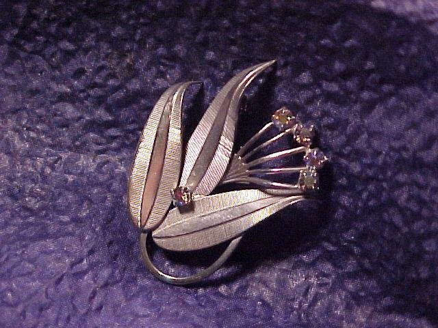AB Rainbow Rhinestone Vintage Pin ~ Free shipping !
