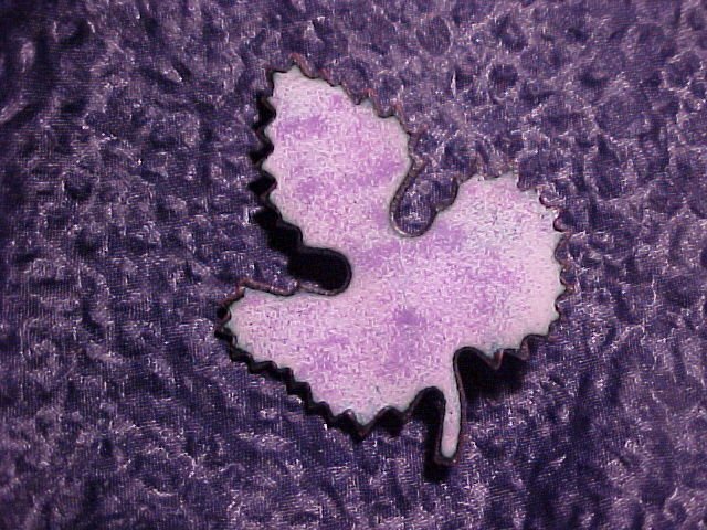Purple enamel on Copper Vtg Pin ~ Nature Leaf