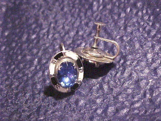 Blue Crystal Art Deco Antique Earrings