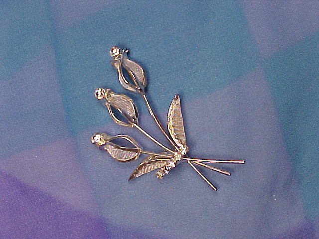 Vintage Crystal Silver Mesh Rhinestone Pin ~ Free shipping!