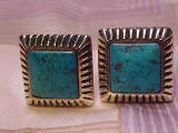 Anson Cufflinks Cuff Link Set Pair Gold & Turquoise - Free Shipping!