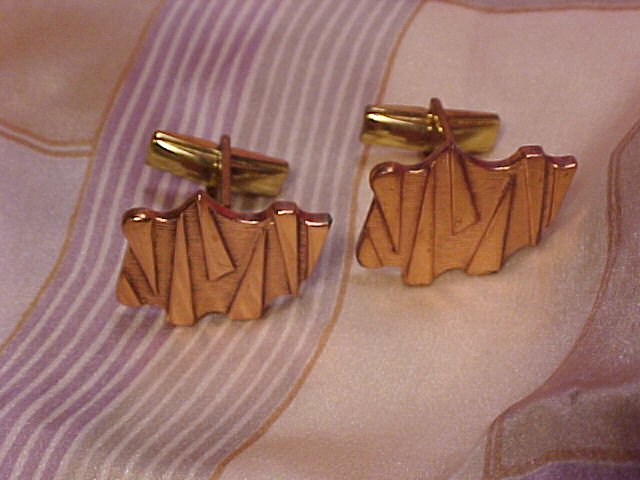 Copper Modernist Vintage Cufflinks Cuff Link Pair