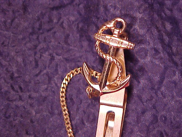 Anson Anchor Sailing Ocean Navy Tie Slide Clasp Scarf