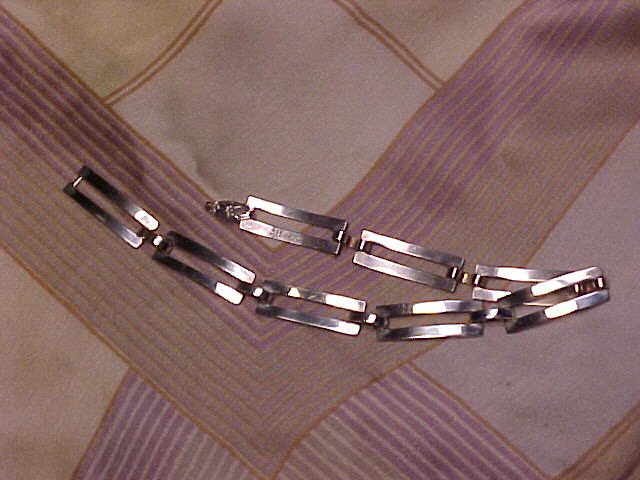 Sterling Silver Link Bracelet Vintage Modernist