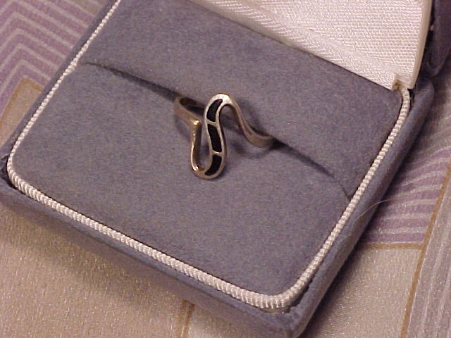 Ladies / Teen Sterling Silver Ring Rings Turquoise & Onyx