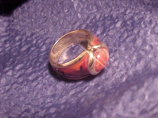 Sterling Gold Vermeil & Enamel Fashion Ring 6 - 6.5