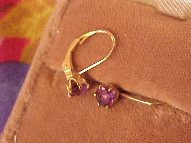 Sterling Silver Amethyst Earrings Pierced Gold Wash
