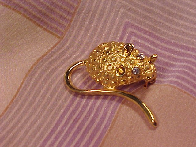 Gold Nugget Rhinestone Mouse Pin Costume Jewelry - Free Shipping