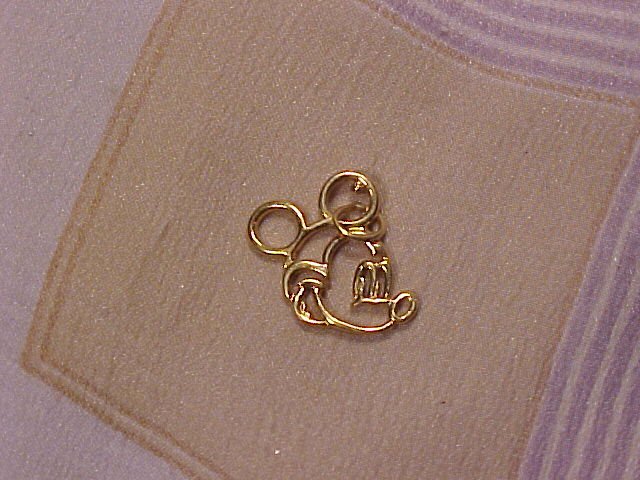 Sterling Silver Gold Wash Mickey Mouse Charm / Pendant