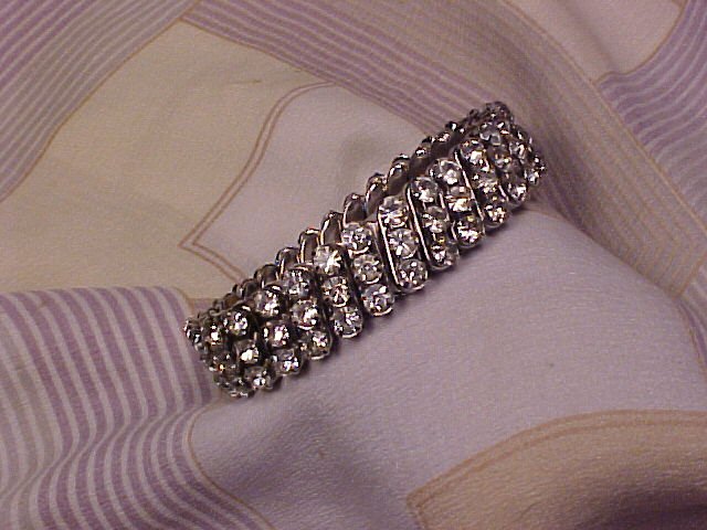 Vintage Trio Rhinestone Band Evening Bracelet