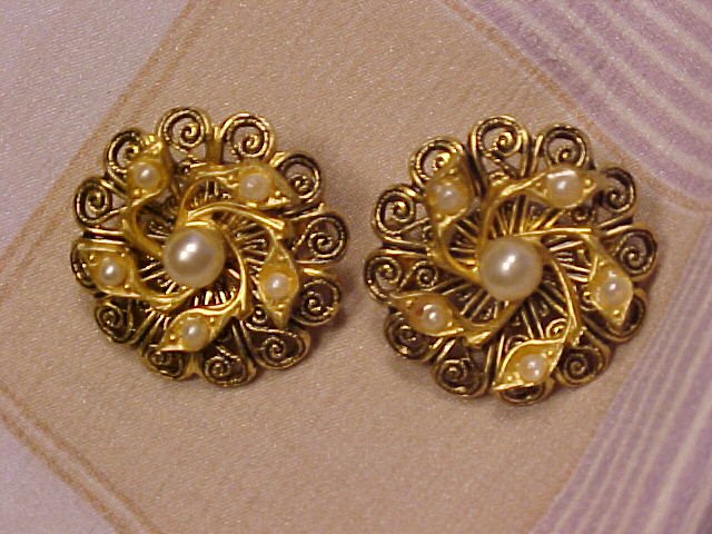 Antique Scatter Pins Faux Pearl Filigree ~ Free Shipping