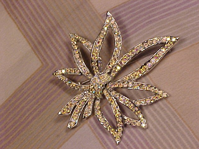 Rainbow Rhinestone AB Flashy Costume Pin Vintage Costume Jewelry