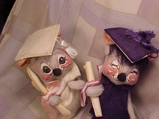 1965 Annalee Mobilitee Mouse Mice Graduate Dolls