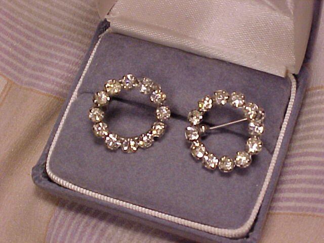 Antique Rhinestone Pin Pair Dress Clip Shoe Scarf