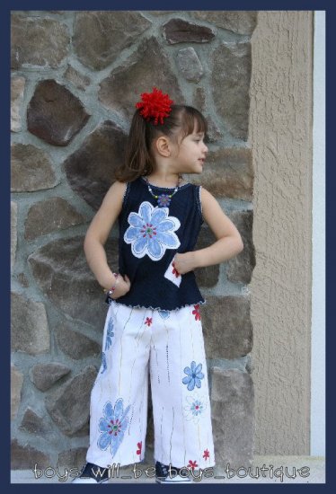 Girls Boutique Custom FLOWER POWER Capri Set 18M - 2T