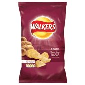 Walkers smokey bacon crisps 6X25g packs from the UK