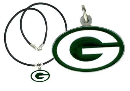 Packers Rubber Cord Pendant Necklace