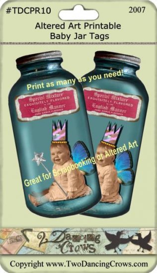 Altered Baby Fairie in Jar Tag Printable