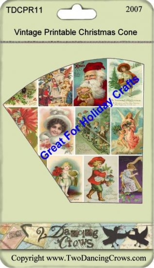 Christmas Vintage Paper Cone Printable