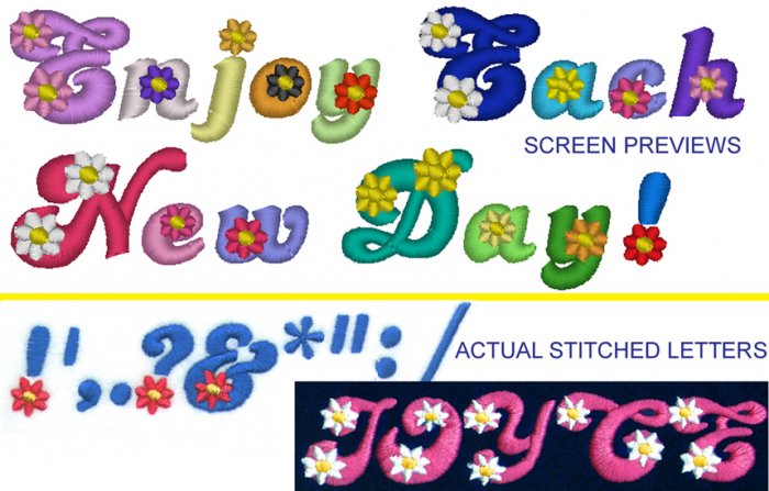 Machine Embroidery Design ALPHABET W/ DAISIES