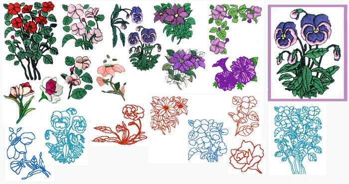 Machine Embroidery Designs MIXED FLOWERS #1