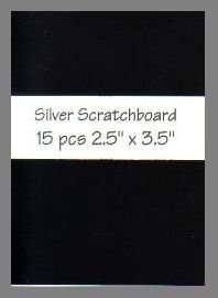 Black/Silver Scratchboard precut blank art cards